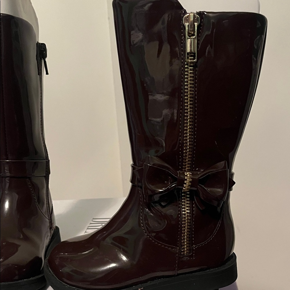 Dream Pairs Kids Glossy Brown Boots - Picture 3 of 4